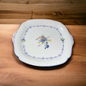 Blue Peony by NIKKO 10" Cake Plate or Serving Tray Used
